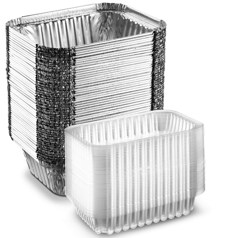 Propack [50 Pack 1lb Combo] Propack Disposable Aluminum Foil Meal Prep Cookware Containers With Plastic Lids, Oven, Toaster, Grill, Cooking, Roasting, Broiling, Baking, Baking, Events, Take Out, Restaurant - Image 2